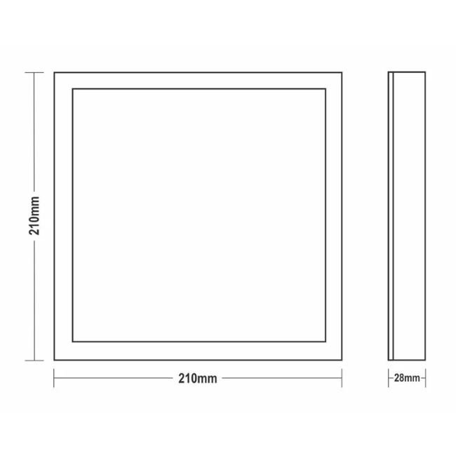 painel de led quadrado sobrepor 18w bivolt taschibra tamanho