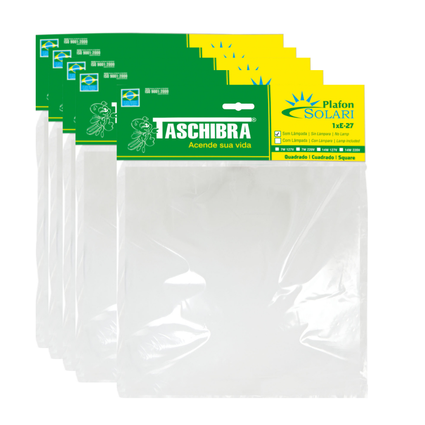 kit 5 luminarias plafon solari quadrado 28cm 30w para 1 lampada e27 taschibra