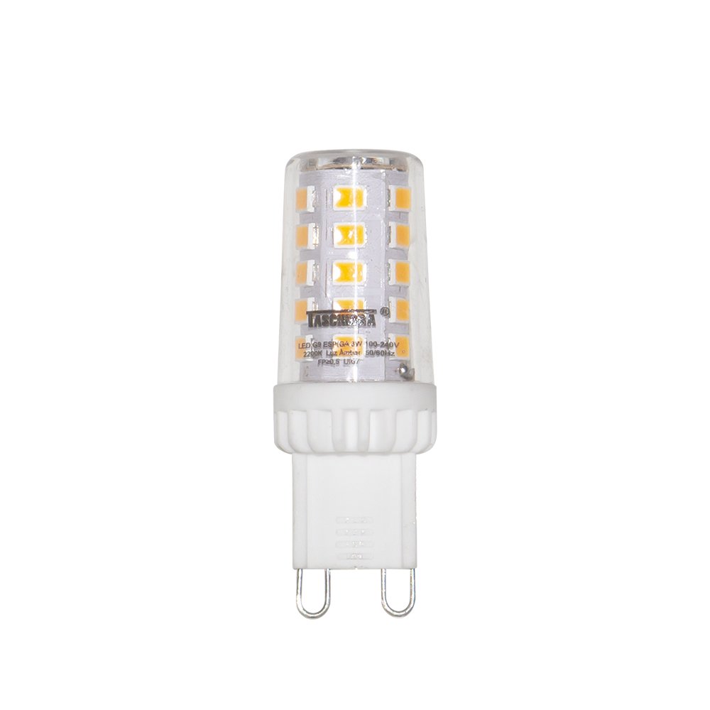 lampada led g9 espiga 3w taschibra bivolt 2200k luz quente