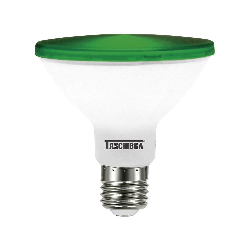 lampada led taschibra par 38 e27 ip65 verde bivolt