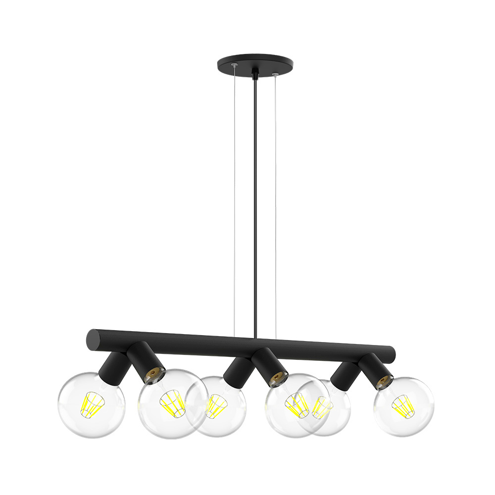 lustre pendente taschibra ficus preto para 6 lampadas e27 bivolt