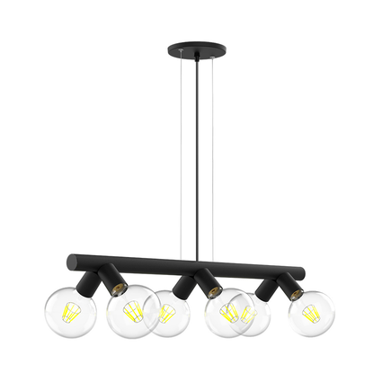 lustre pendente taschibra ficus preto para 6 lampadas e27 bivolt