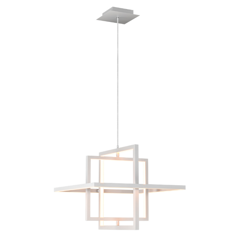 lustre pendente orluce quadra led 34w branco bivolt 3000k luz amarela