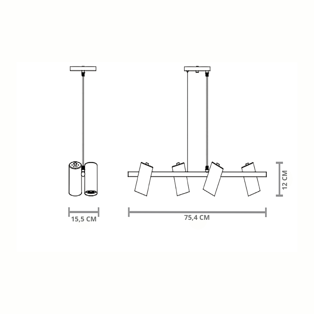 Lustre Pendente Taschibra Foccus Preto Para 4 Lâmpadas Bivolt