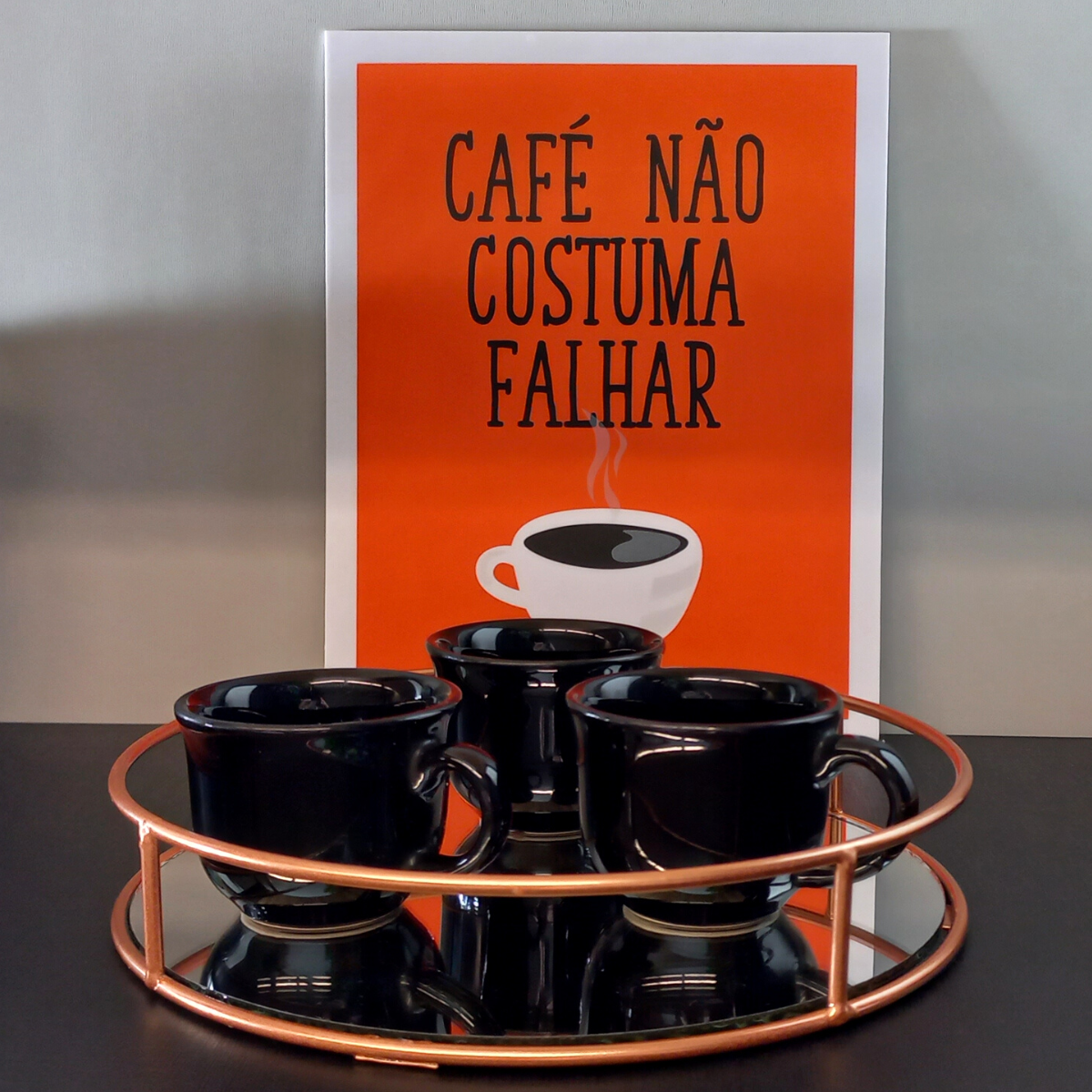 bandeja espelhada luxo redonda 20cm cobre
