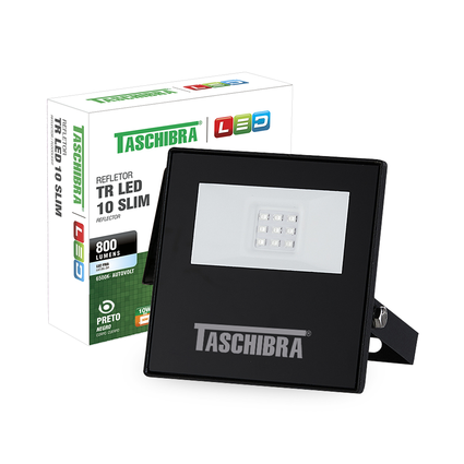 refletor taschibra led tr slim 10w 6500k preto bivolt 1