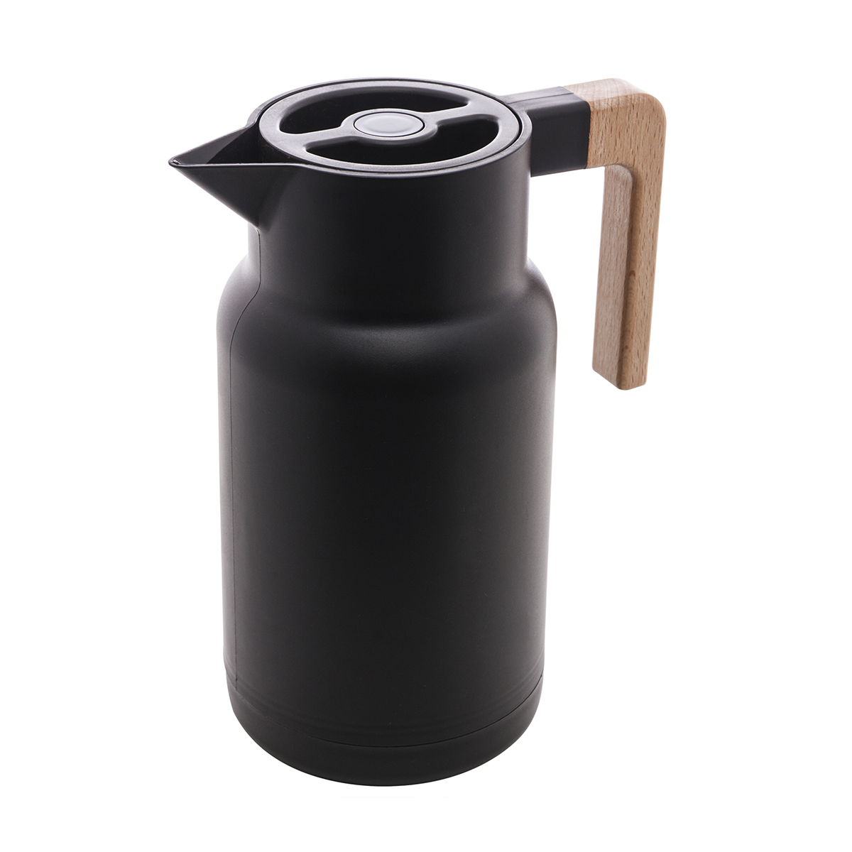 garrafa termica wood fashion com cabo de madeira 1 litro preto
