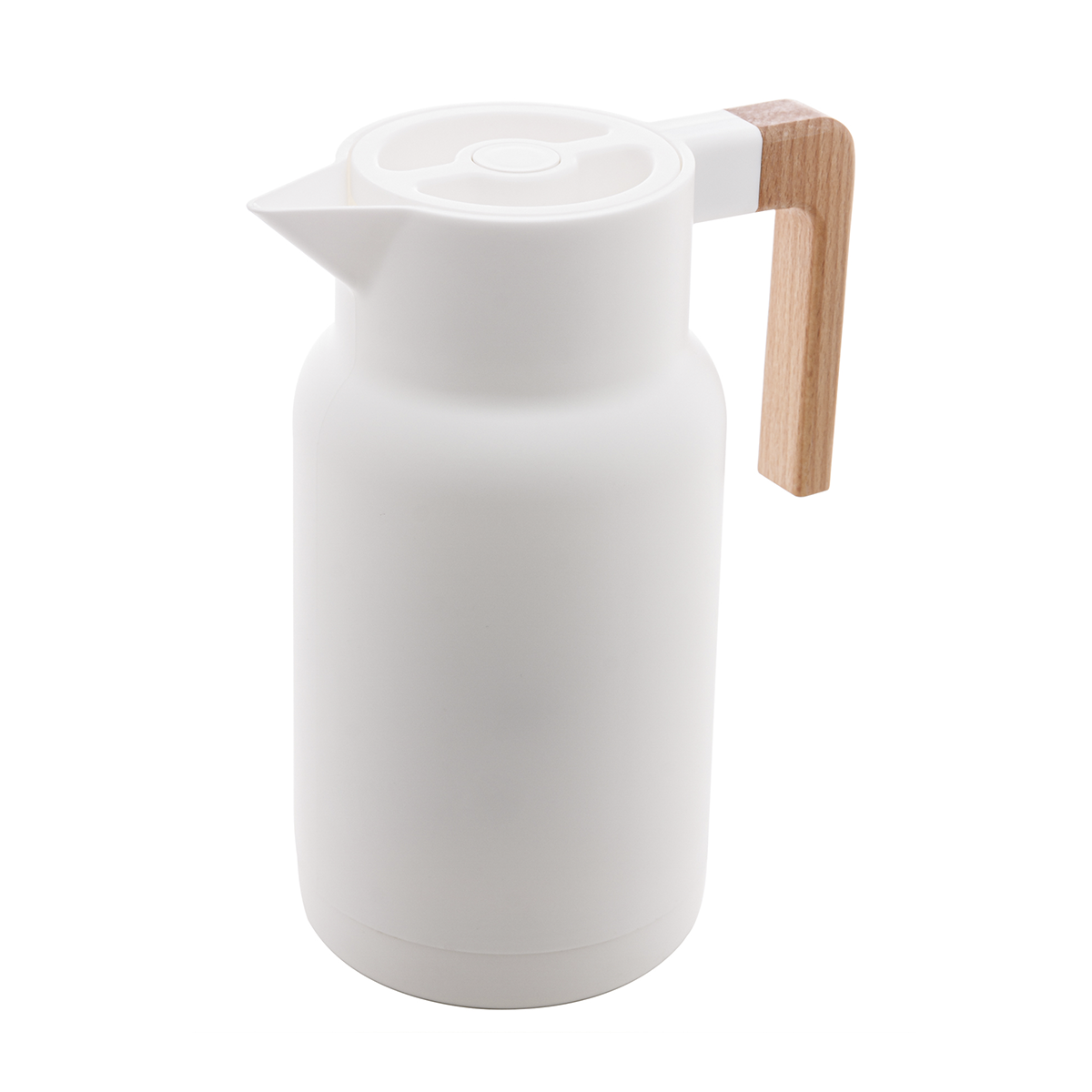 garrafa termica wood fashion com cabo de madeira 1 litro branco
