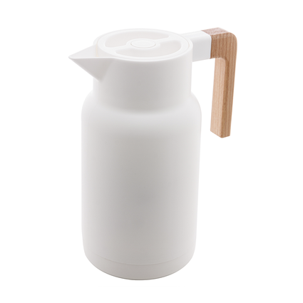 garrafa termica wood fashion com cabo de madeira 1 litro branco