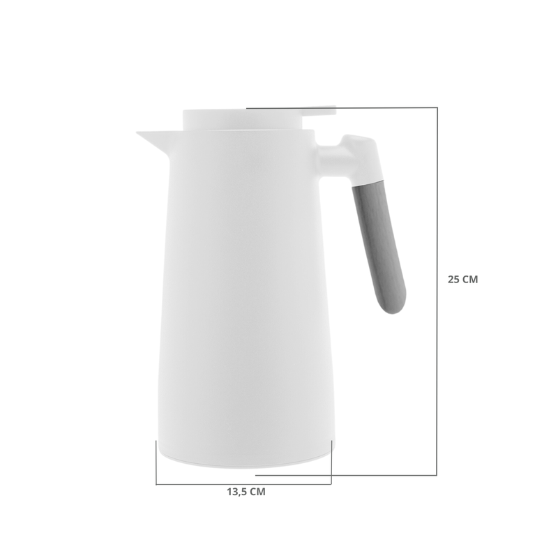 Garrafa Térmica Wood Fashion com Termômetro Led 1 Litro - Branca