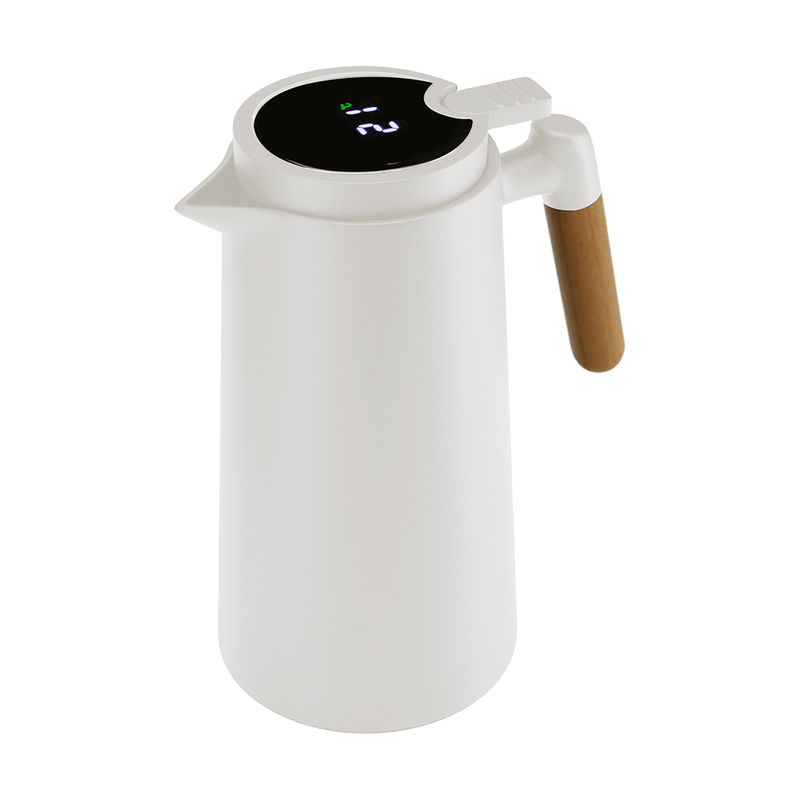 Garrafa Térmica Wood Fashion com Termômetro Led 1 Litro - Branca