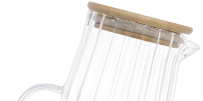 jarra de vidro canelado transparente com tampa de bambu 1 litro m3
