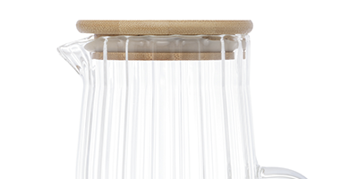 jarra de vidro canelado transparente com tampa de bambu 1 litro m2