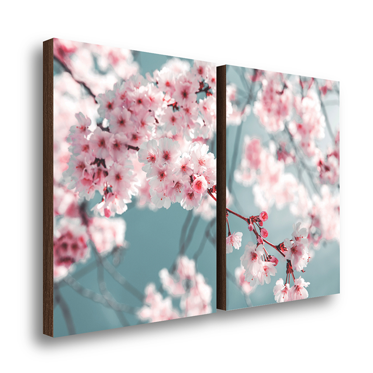 kit 2 quadros decorativos cerejeira 50x70cm
