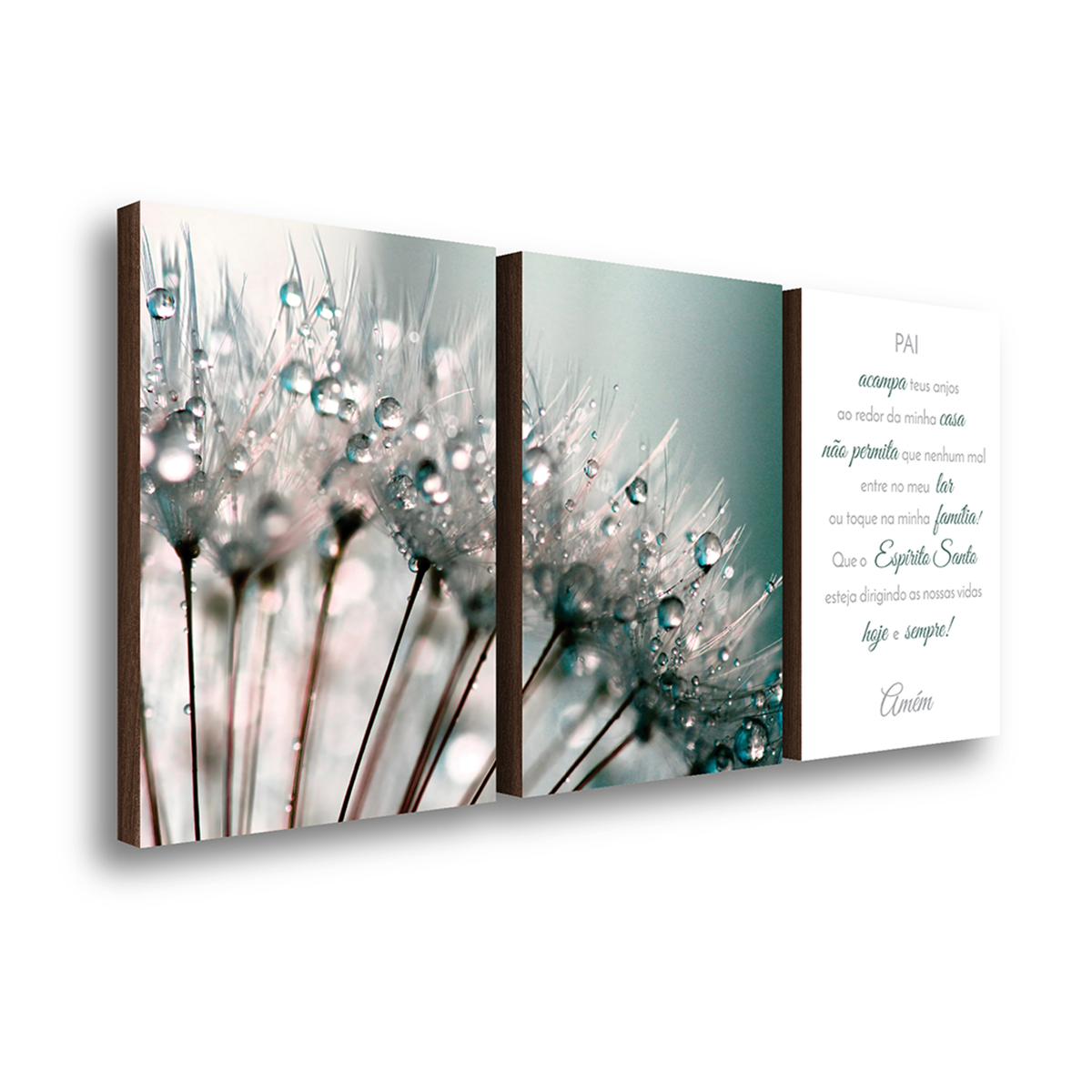 kit 3 quadros decorativos dente de leao com frase 40x60cm