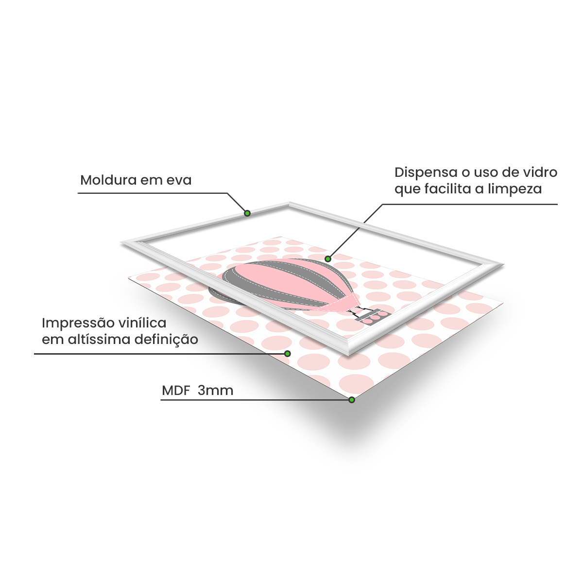 kit 2 quadros decorativos balao sonhe alto 34x44cm 3