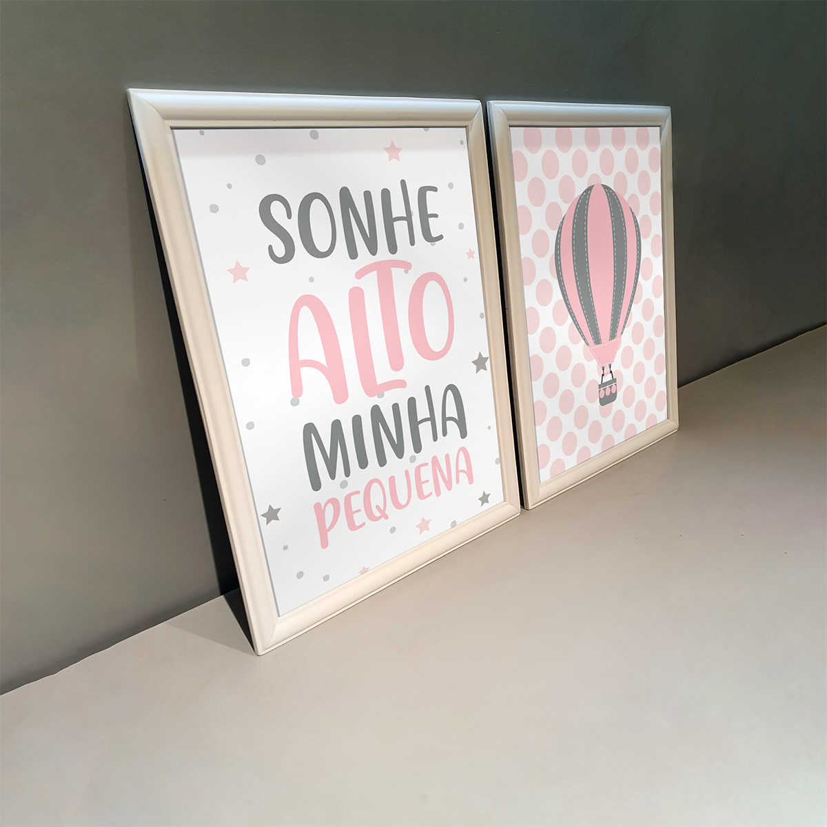 kit 2 quadros decorativos balao sonhe alto 34x44cm 2