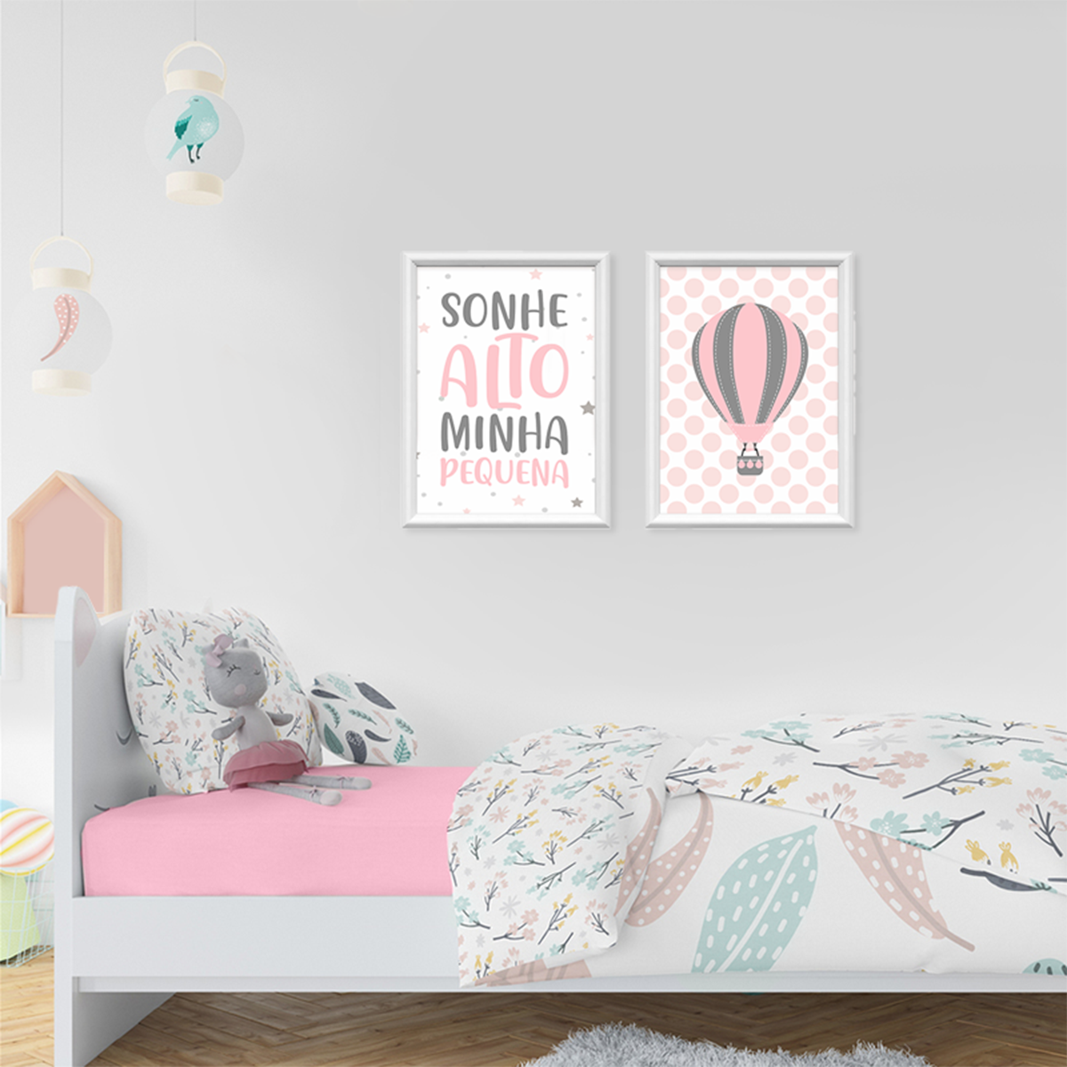 kit 2 quadros decorativos balao sonhe alto 34x44cm 1