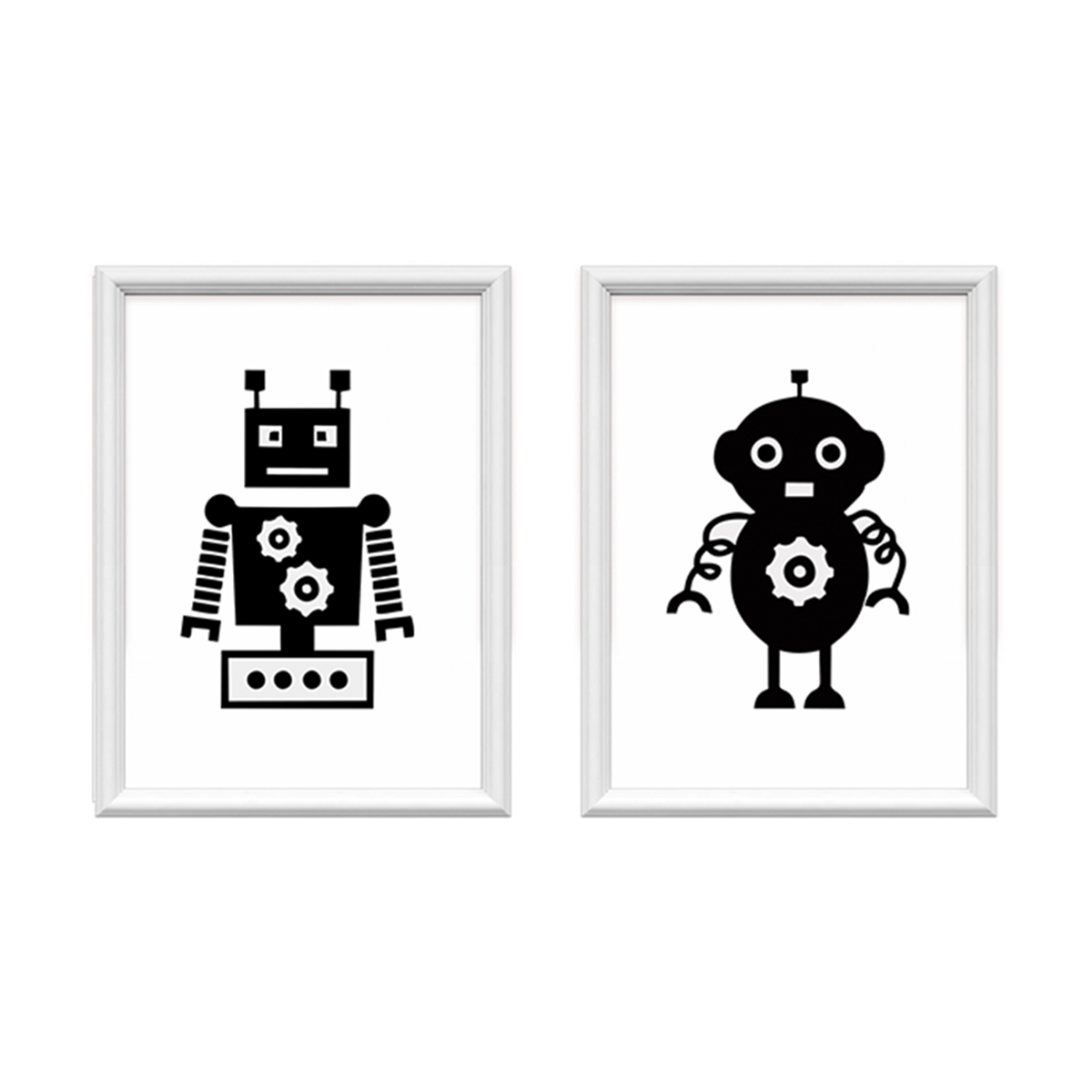 kit 2 quadros decorativos robozinhos 34x44cm