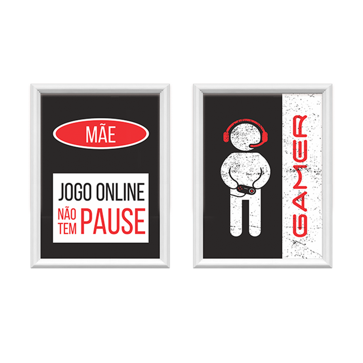 kit 2 quadros decorativos mae jogo oline nao tem pausa 34x44cm