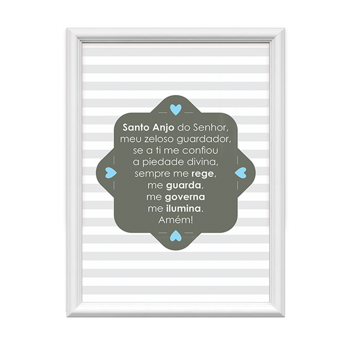 quadro decorativo santo anjo do senhor listrado azul 34x44cm