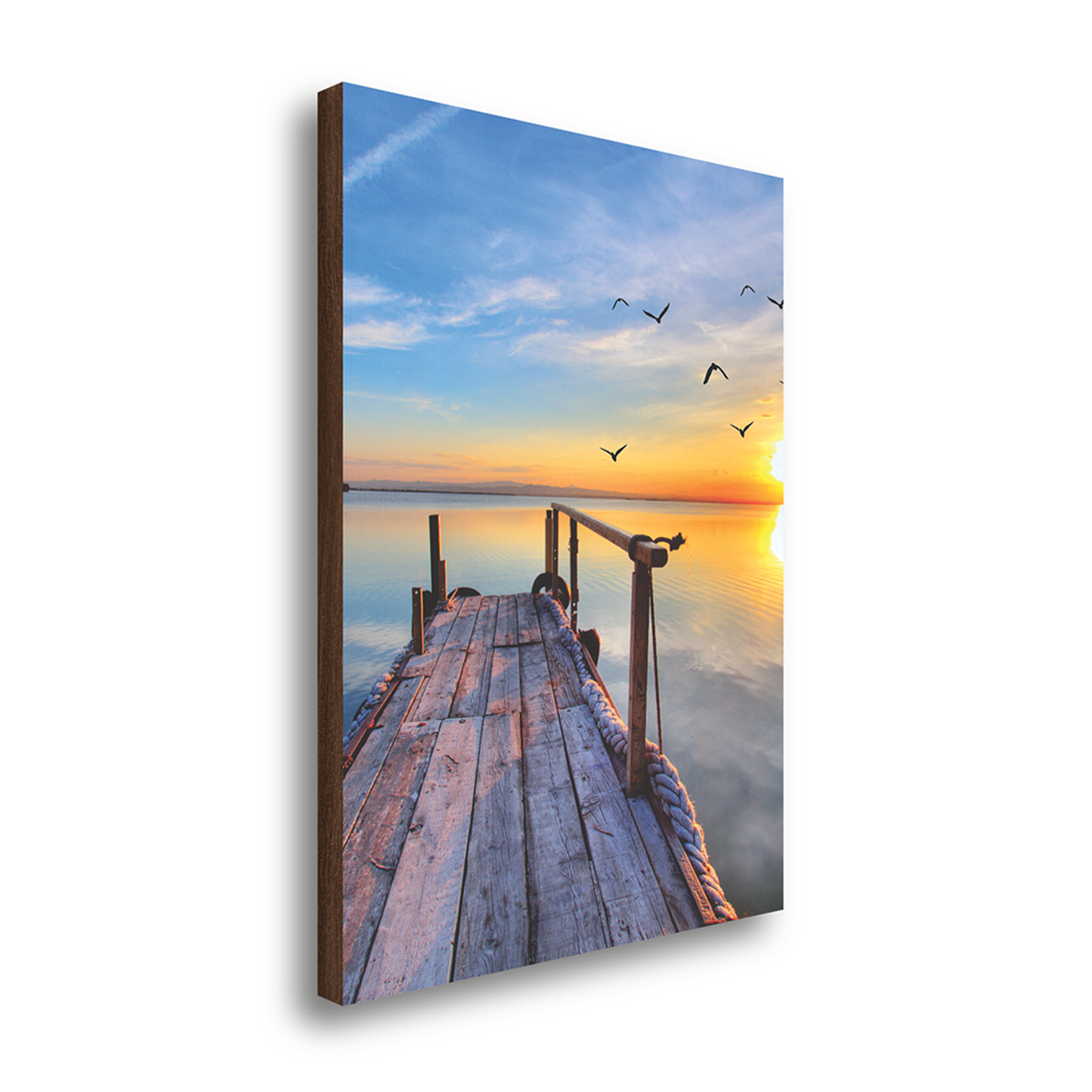 quadro decorativo trapiche por do sol 70x100cm