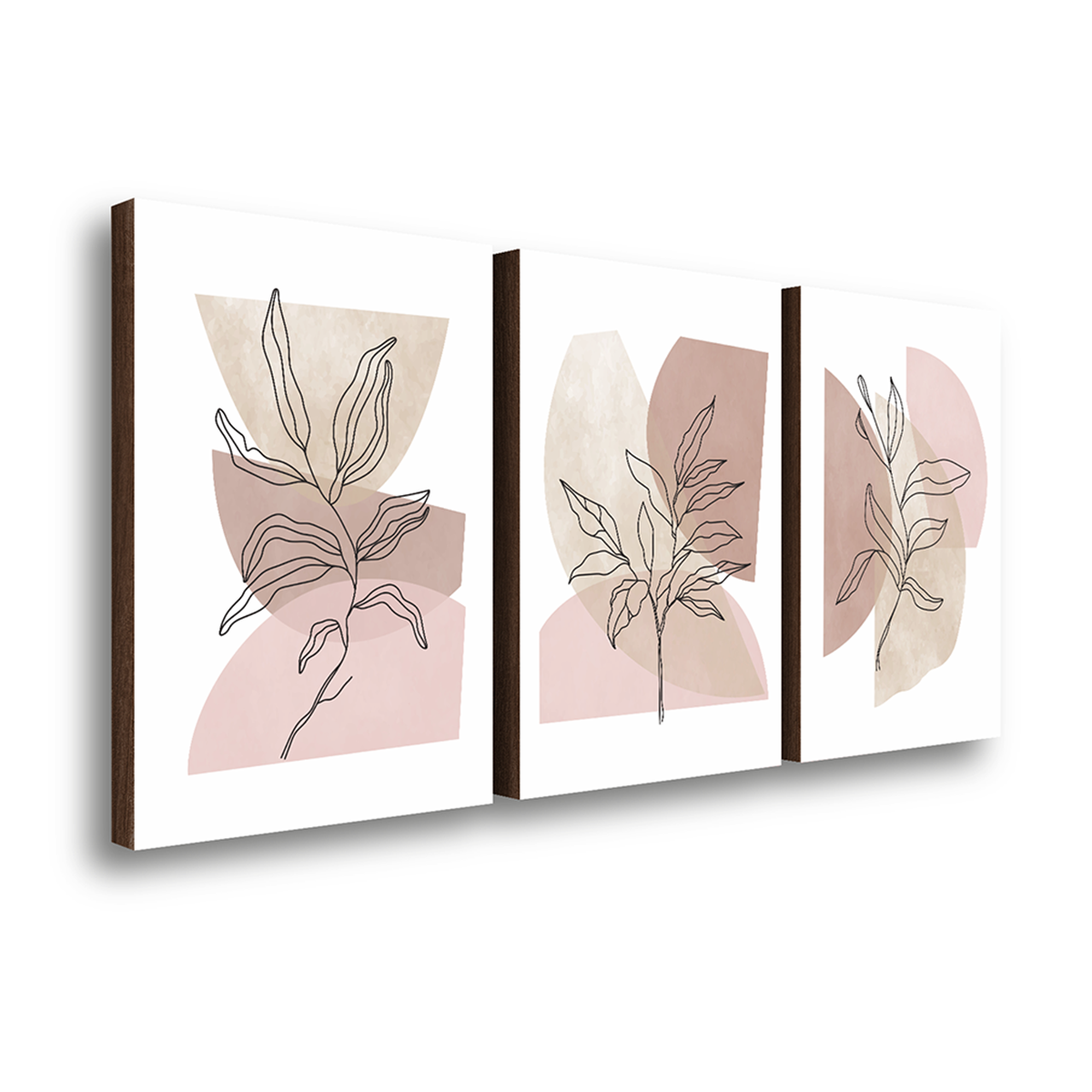 kit 3 quadros decorativos folhagem tons terrosos 40x60cm