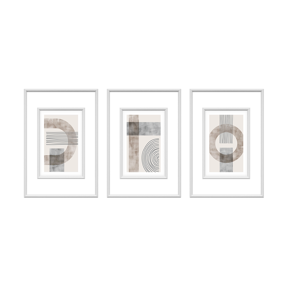 kit 3 quadros decorativos formas organicas 40x60cm moldura boiserie