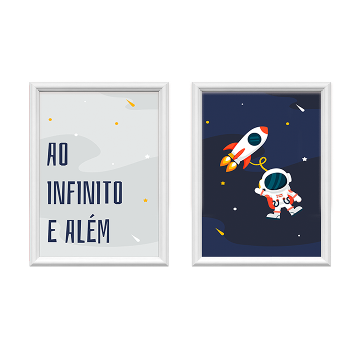 kit 2 quadros decorativos infinito e alem 34x44cm