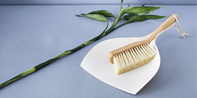 escova de bambu oikos com pa para limpeza off white m1