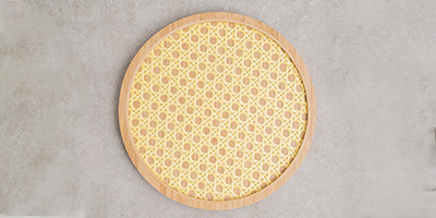 bandeja de bambu oikos com palha 20cm redonda m2