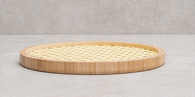 bandeja de bambu oikos com palha 20cm redonda m1