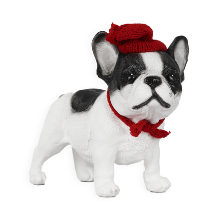 figura natalina bulldog frances de resina bravadecor