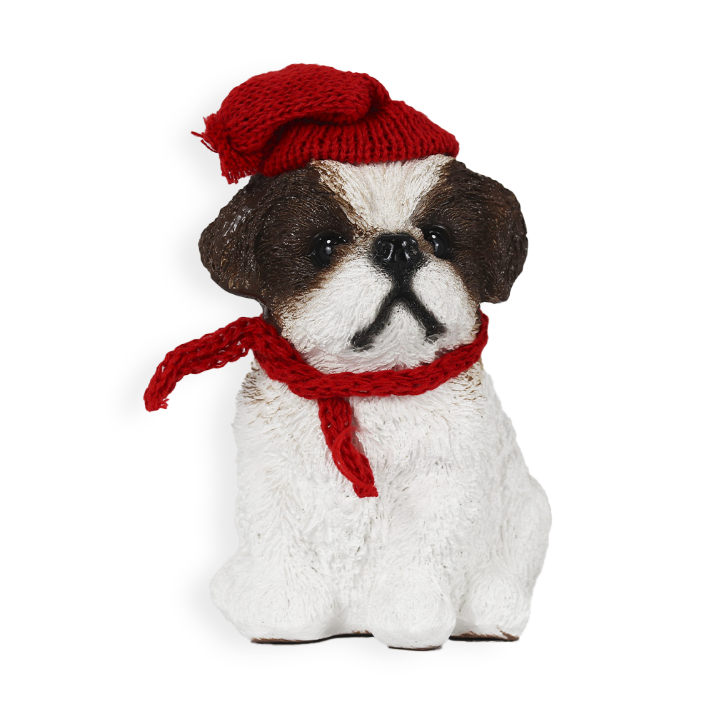 figura natalina shih tzu de resina bravadecor