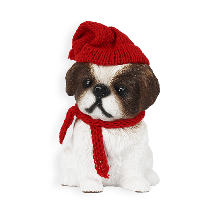 figura natalina mini shih tzu de resina bravadecor 1