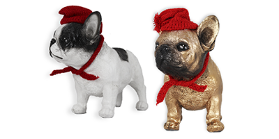 figura natalina bulldog frances de resina bravadecor m3