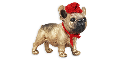 figura natalina bulldog frances de resina bravadecor m1