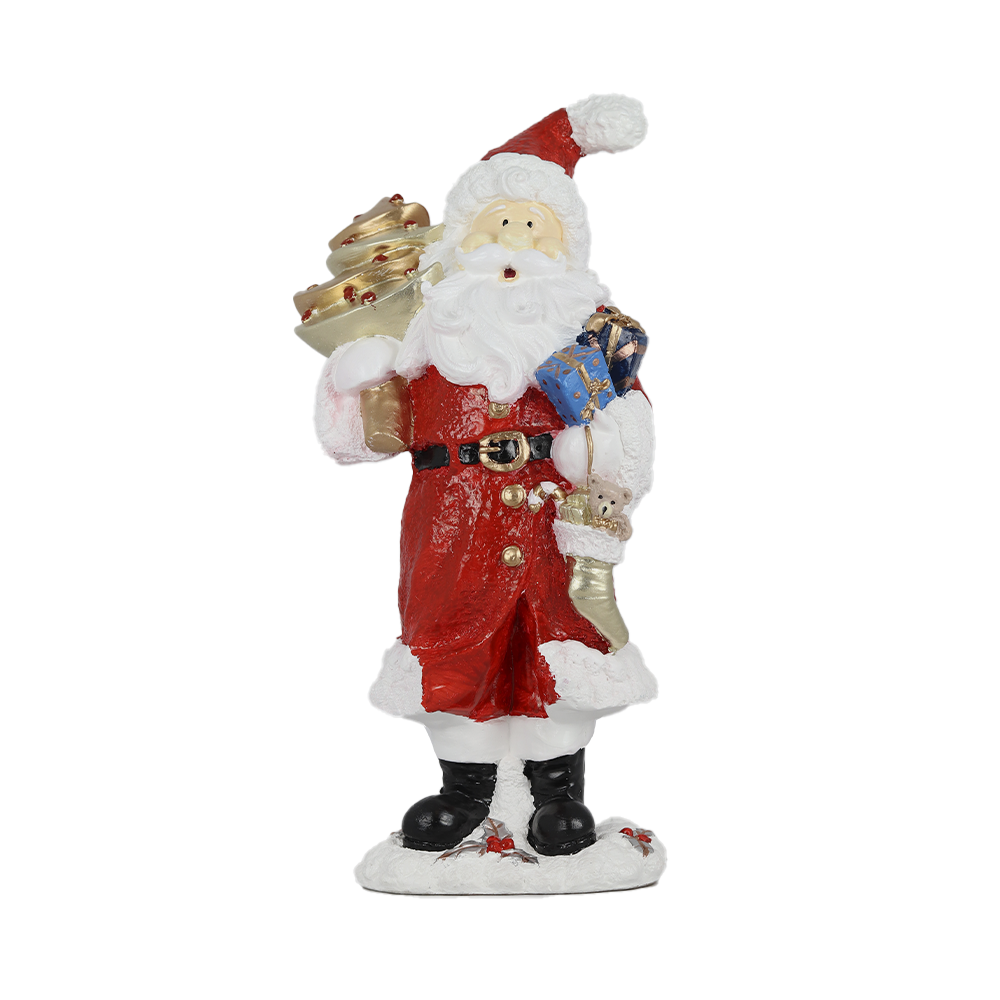 figura natalina papai noel com arvore de resina bravadecor