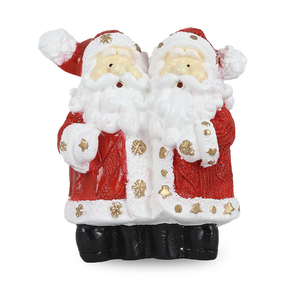 figura natalina mini dupla papai noel de resina bravadecor