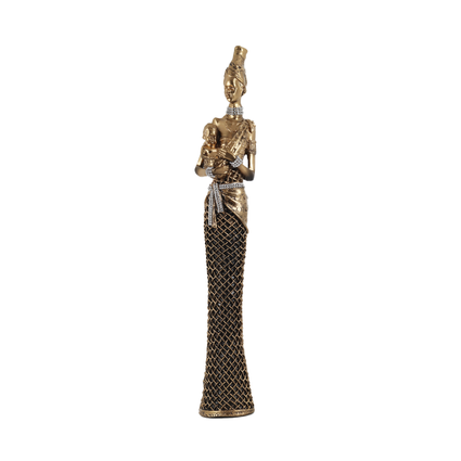 figura decorativa mulher africana com bebe de resina bravadecor
