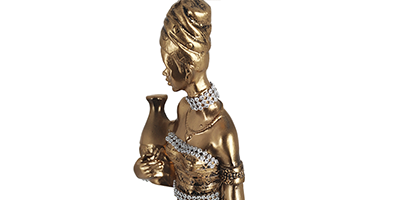 figura decorativa mulher africana com vaso de resina bravadecor m2