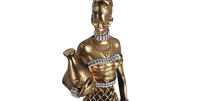 figura decorativa mulher africana com vaso de resina bravadecor m1
