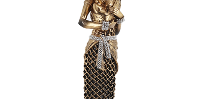 figura decorativa mulher africana com bebe de resina bravadecor m3