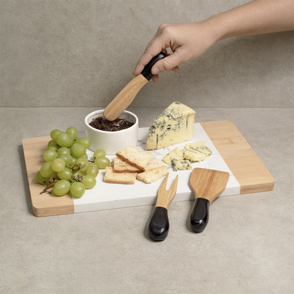 conjunto 3 utensilios de bambu oikos para antepasto e queijos preto 1