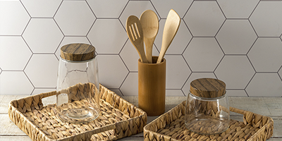 conjunto de bambu com suporte natural m3