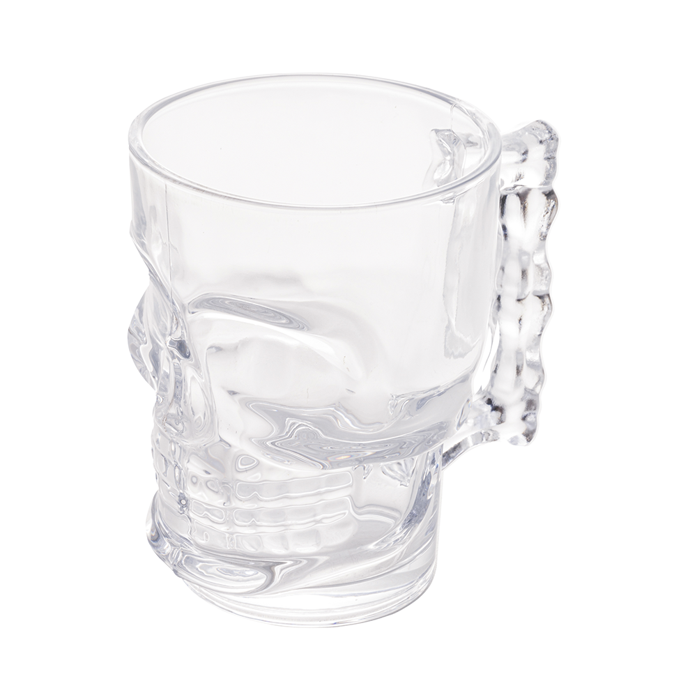 caneca para chopp e cerveja de vidro lyor caveira rock style 510ml transparente