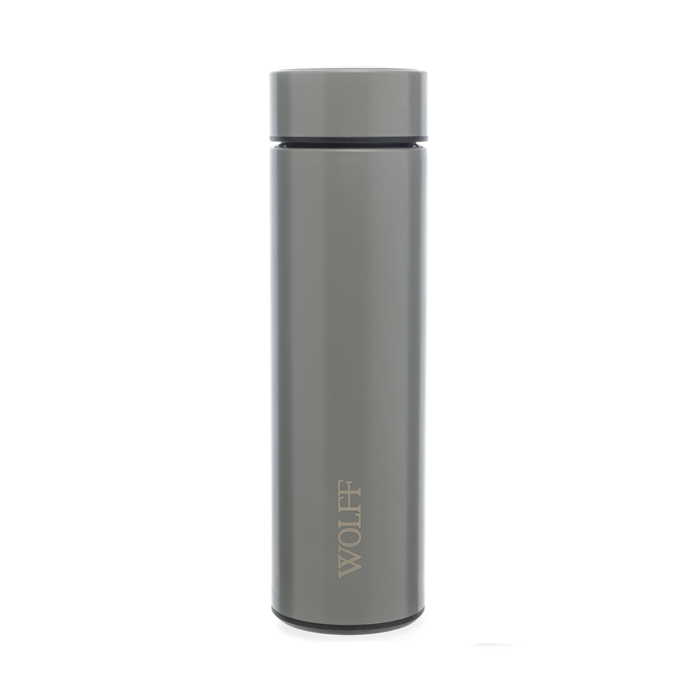 garrafa termica em aco inox com termometro led 500ml cinza 1