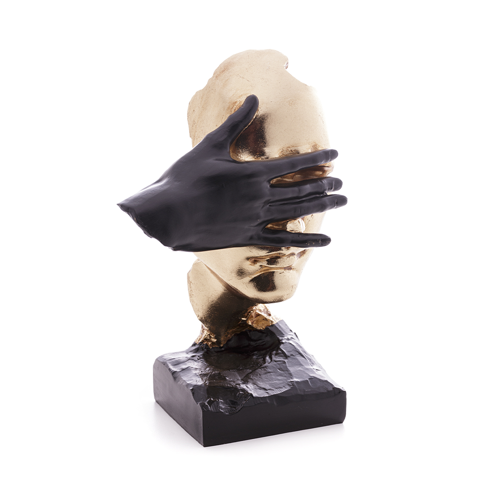 figura decorativa resina wolff rosto sabio mizaru