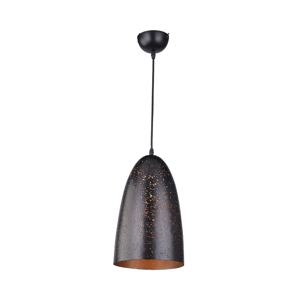 lustre pendente taschibra td 3009 preto com cobre e27 bivolt
