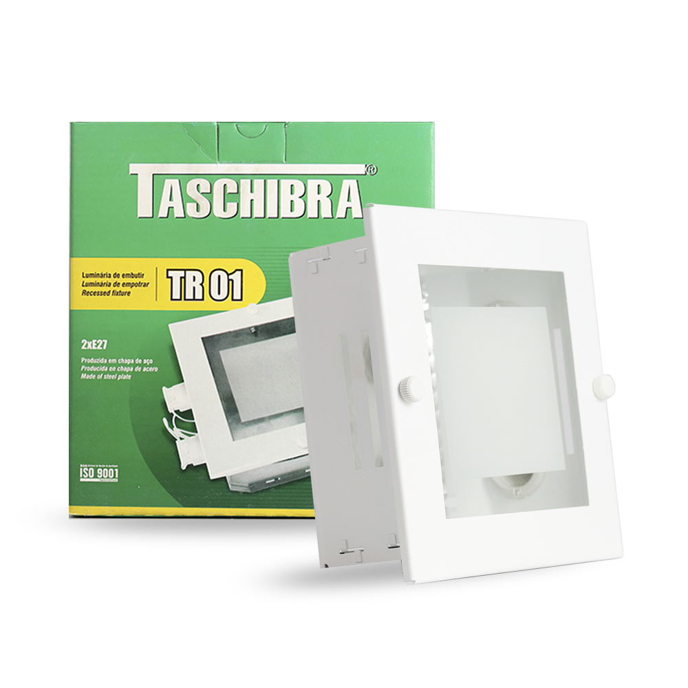 luminaria de embutir taschibra tr01 2xe27 branca bivolt 3
